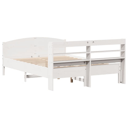 vidaXL Bed Frame without Mattress White 135x190 cm Double Solid Wood Pine