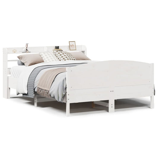 vidaXL Bed Frame without Mattress White 120x190 cm Small Double Solid Wood Pine