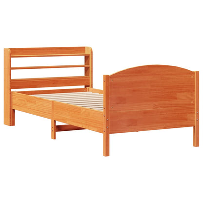vidaXL Bed Frame without Mattress Wax Brown 100x200 cm Solid Wood Pine