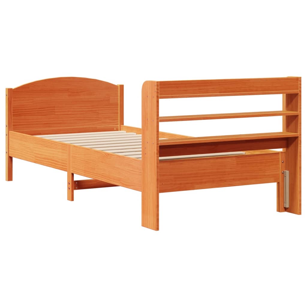 vidaXL Bed Frame without Mattress Wax Brown 100x200 cm Solid Wood Pine