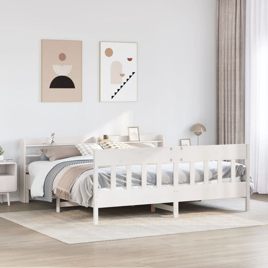 vidaXL Bed Frame without Mattress White 200x200 cm Solid Wood Pine
