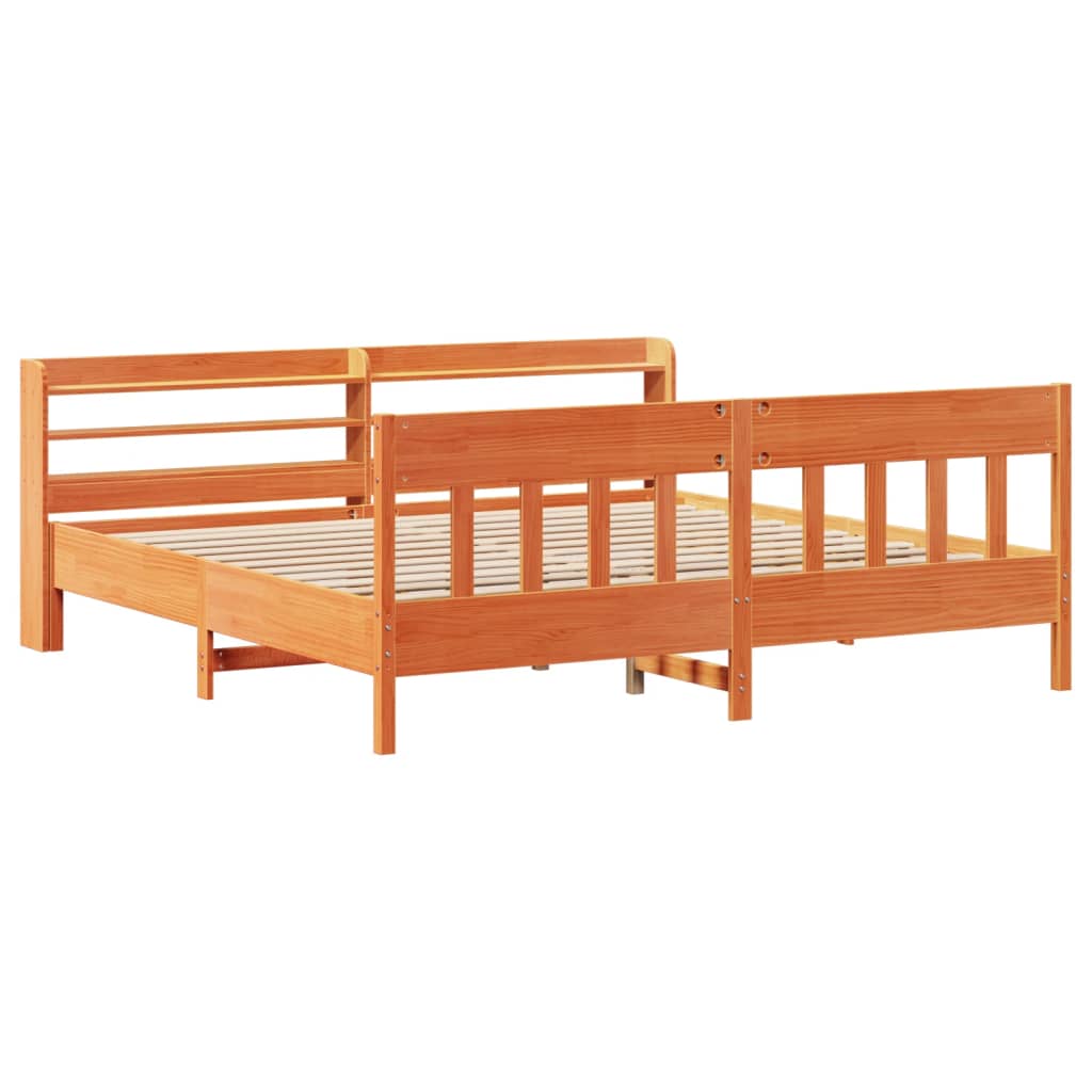 vidaXL Bed Frame without Mattress Wax Brown 200x200 cm Solid Wood Pine