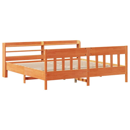 vidaXL Bed Frame without Mattress Wax Brown 200x200 cm Solid Wood Pine