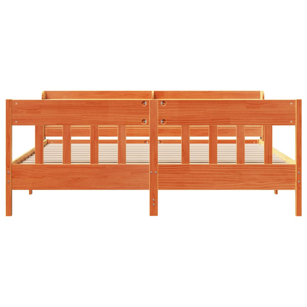 vidaXL Bed Frame without Mattress Wax Brown 200x200 cm Solid Wood Pine