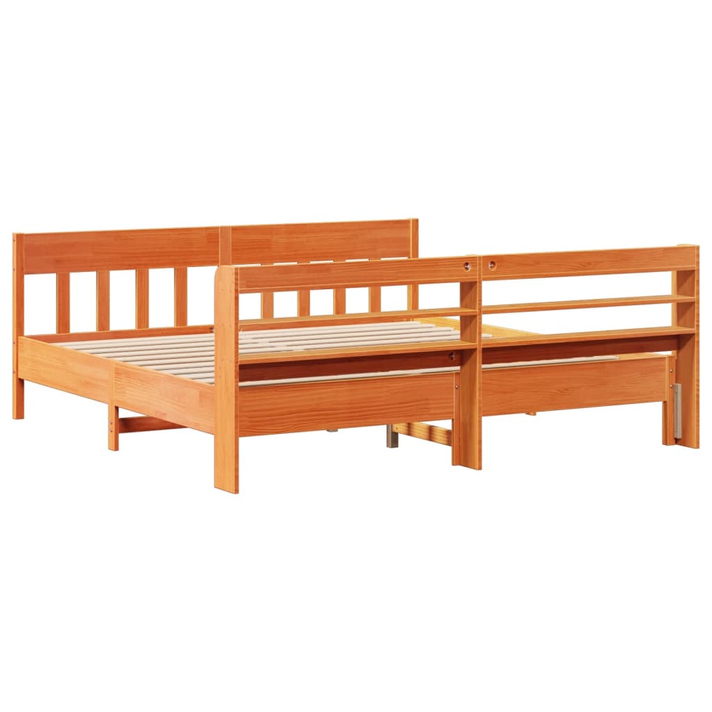 vidaXL Bed Frame without Mattress Wax Brown 200x200 cm Solid Wood Pine