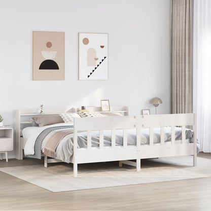 vidaXL Bed Frame without Mattress White 180x200 cm Super King Solid Wood Pine