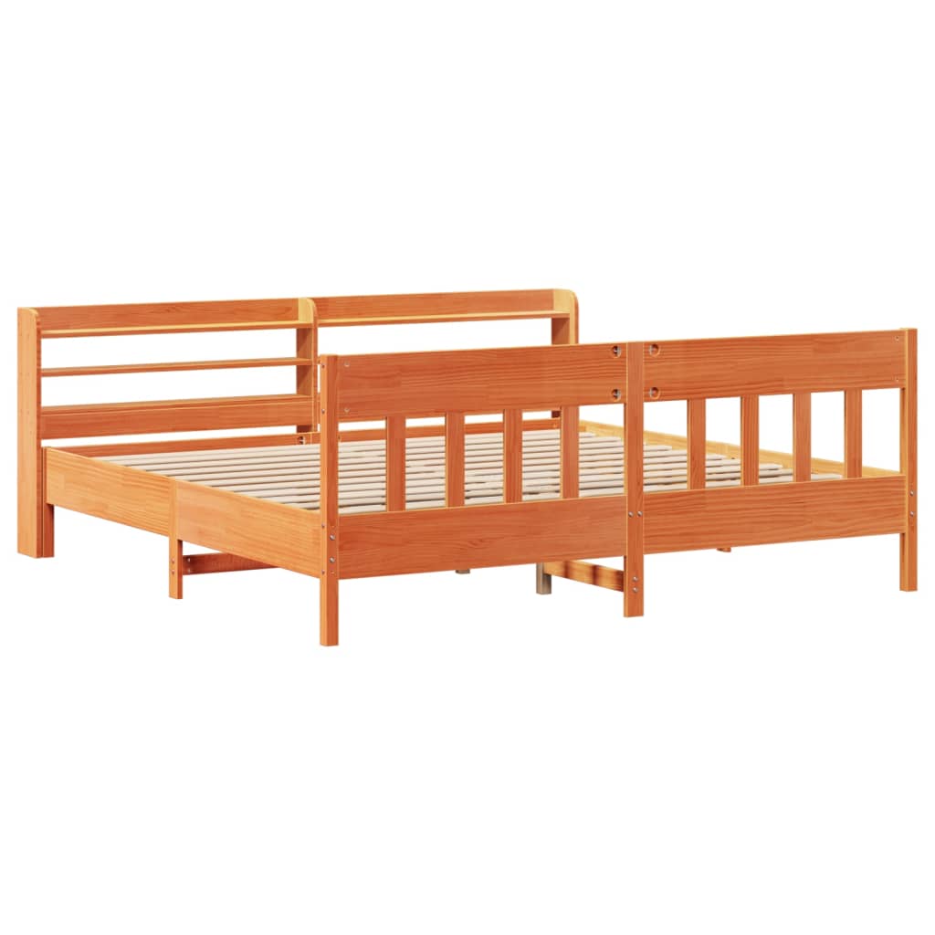 vidaXL Bed Frame without Mattress Wax Brown 180x200 cm Super King Solid Wood Pine