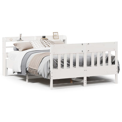 vidaXL Bed Frame without Mattress White 150x200 cm King Size Solid Wood Pine