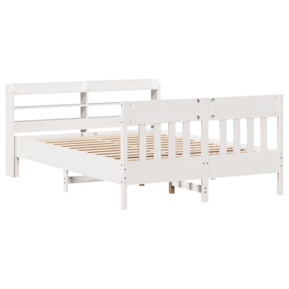 vidaXL Bed Frame without Mattress White 150x200 cm King Size Solid Wood Pine