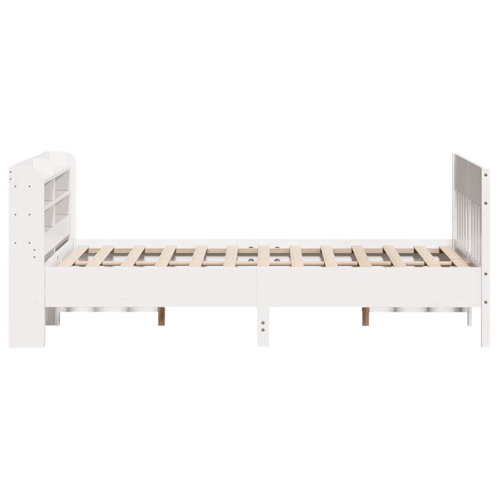 vidaXL Bed Frame without Mattress White 150x200 cm King Size Solid Wood Pine