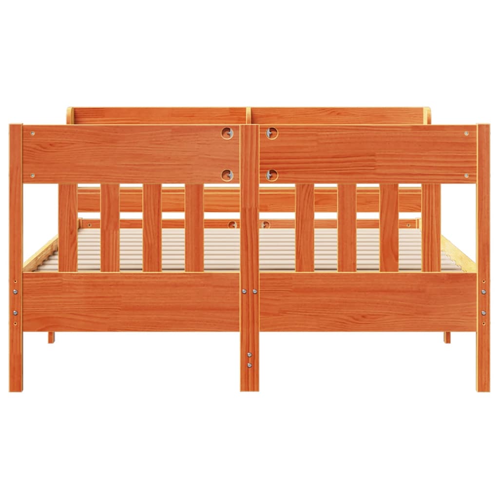 vidaXL Bed Frame without Mattress Wax Brown 150x200 cm King Size Solid Wood Pine