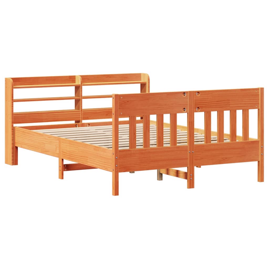 vidaXL Bed Frame without Mattress Wax Brown 140x200 cm Solid Wood Pine
