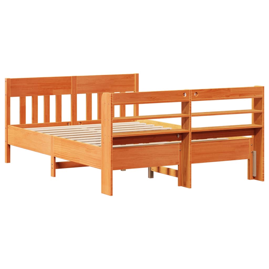 vidaXL Bed Frame without Mattress Wax Brown 140x200 cm Solid Wood Pine