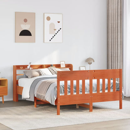 vidaXL Bed Frame without Mattress Wax Brown 140x200 cm Solid Wood Pine