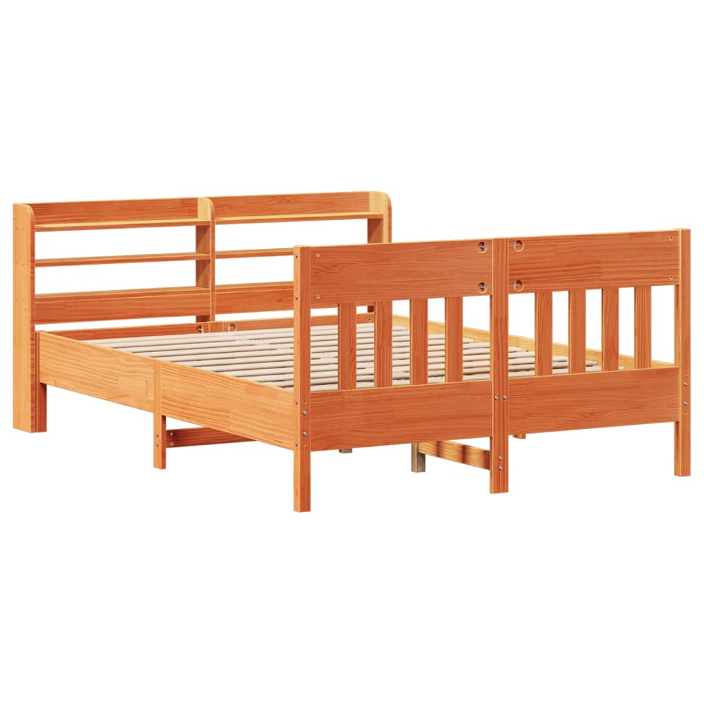 vidaXL Bed Frame without Mattress Wax Brown 120x200 cm Solid Wood Pine