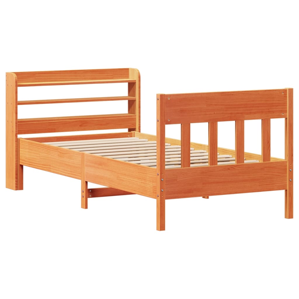 vidaXL Bed Frame without Mattress Wax Brown 100x200 cm Solid Wood Pine