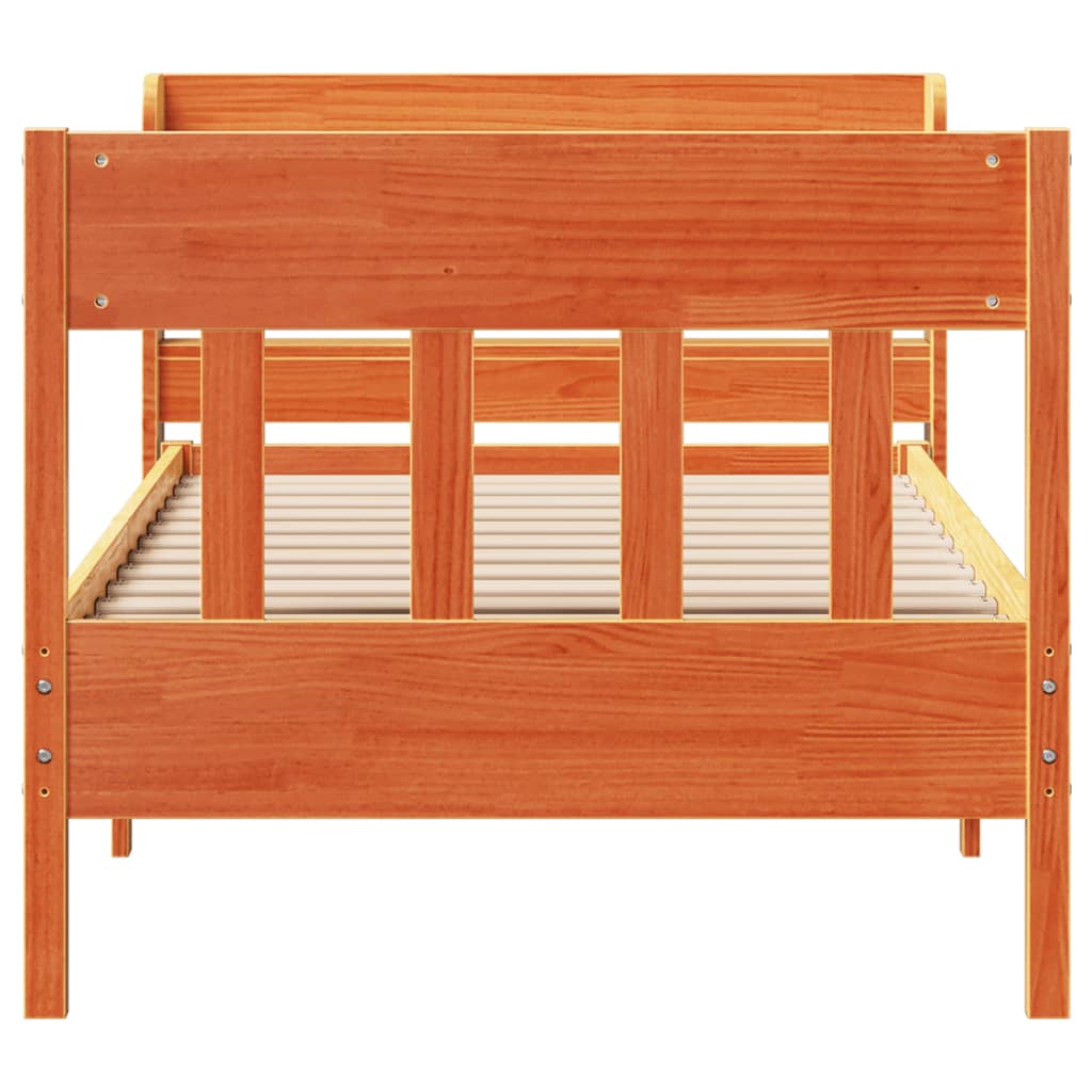 vidaXL Bed Frame without Mattress Wax Brown 100x200 cm Solid Wood Pine