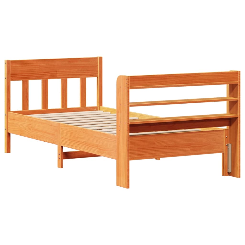 vidaXL Bed Frame without Mattress Wax Brown 100x200 cm Solid Wood Pine