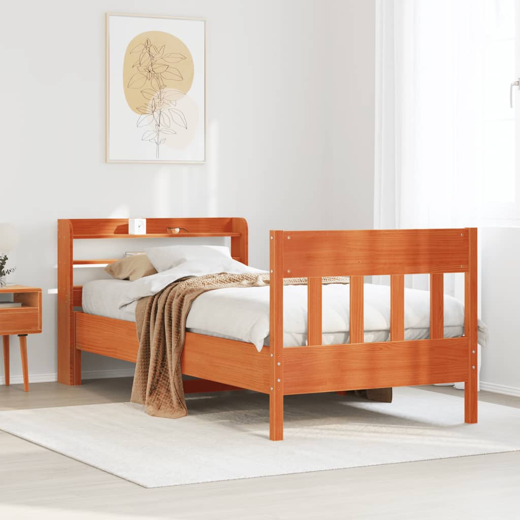 vidaXL Bed Frame without Mattress Wax Brown 100x200 cm Solid Wood Pine