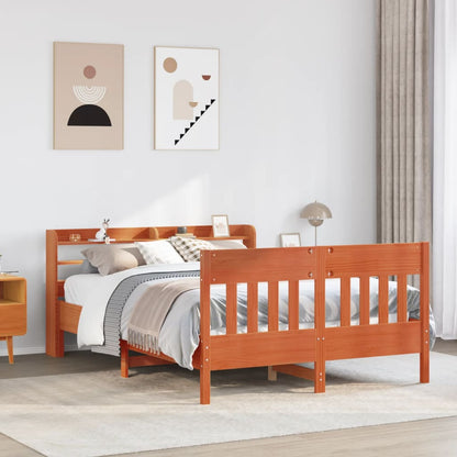 vidaXL Bed Frame without Mattress Wax Brown 140x190 cm Solid Wood Pine