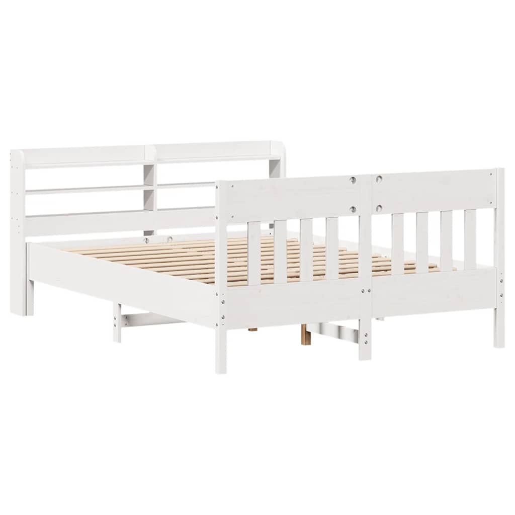 vidaXL Bed Frame without Mattress White 135x190 cm Double Solid Wood Pine