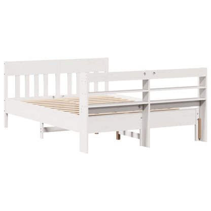 vidaXL Bed Frame without Mattress White 135x190 cm Double Solid Wood Pine