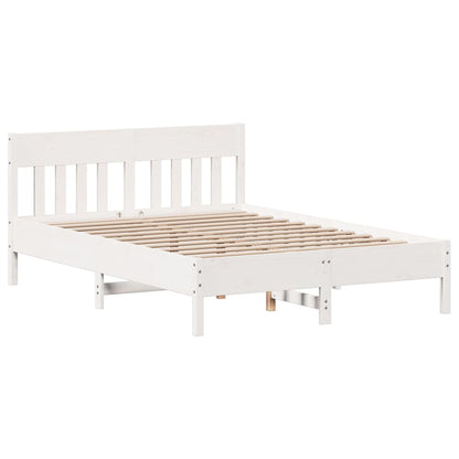 vidaXL Bed Frame without Mattress White 135x190 cm Double Solid Wood Pine