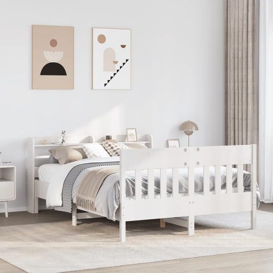 vidaXL Bed Frame without Mattress White 120x190 cm Small Double Solid Wood Pine