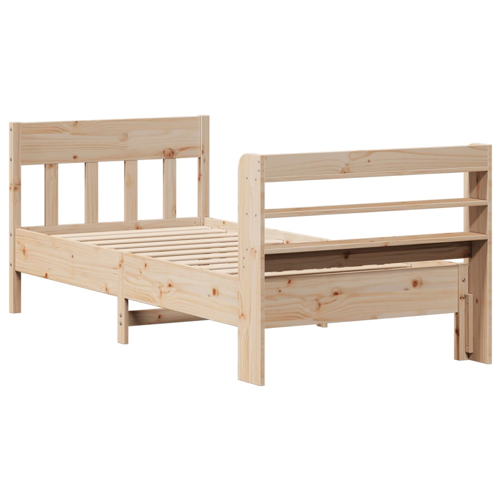 vidaXL Bed Frame without Mattress 75x190 cm Small Single Solid Wood Pine
