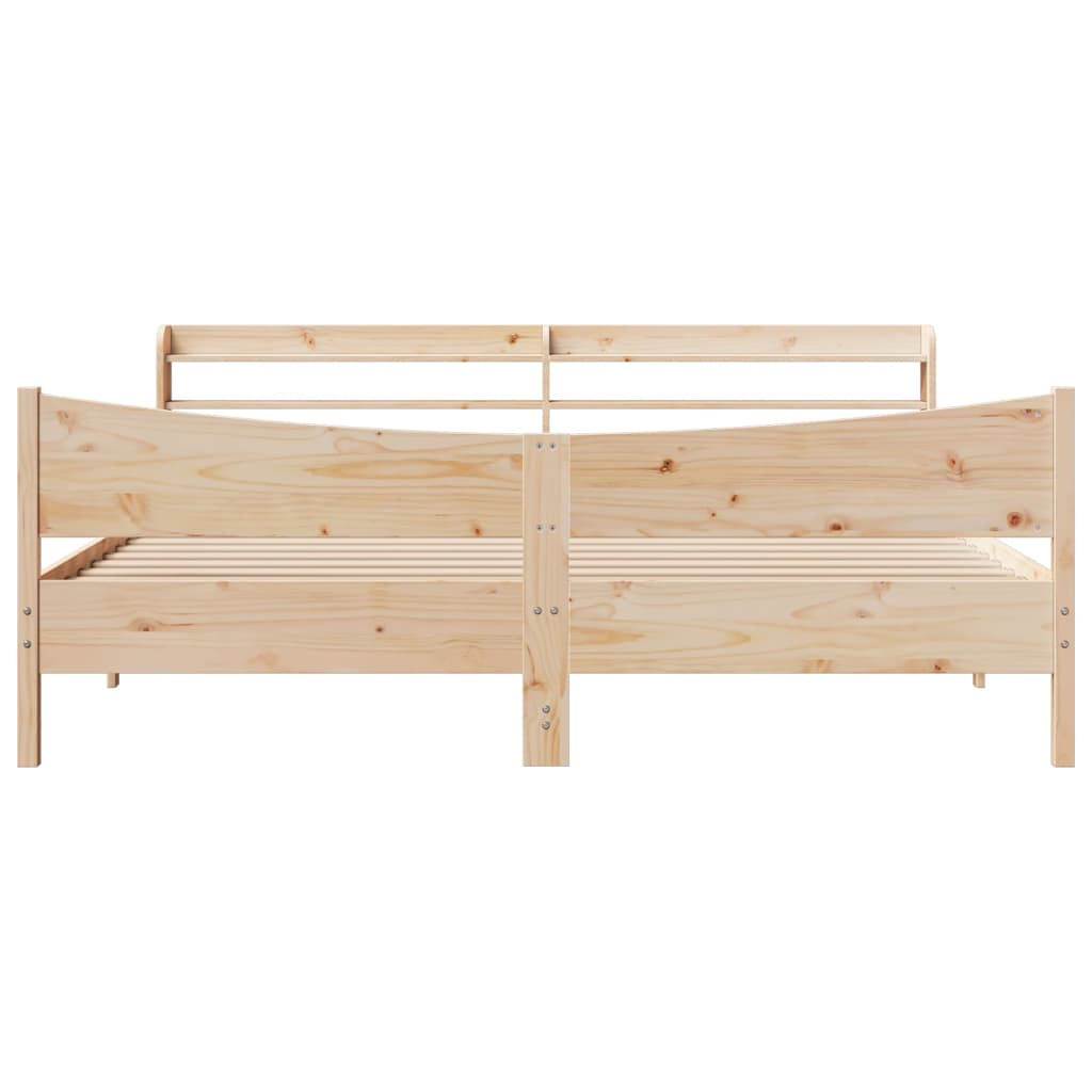 vidaXL Bed Frame with Headboard 200x200 cm Solid Wood Pine