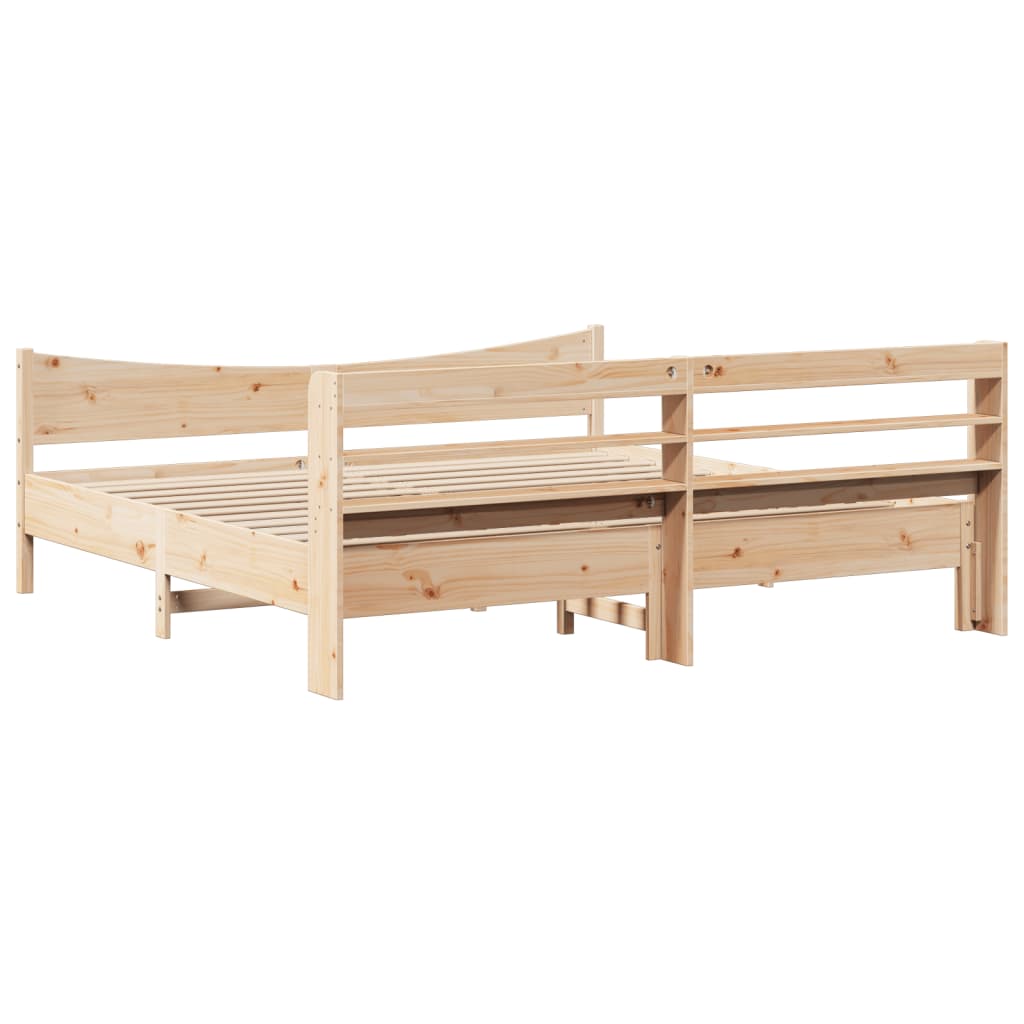 vidaXL Bed Frame with Headboard 200x200 cm Solid Wood Pine