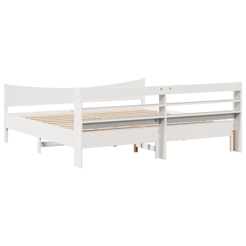 vidaXL Bed Frame with Headboard White 200x200 cm Solid Wood Pine