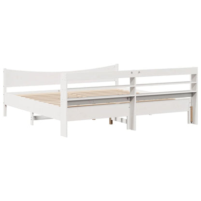 vidaXL Bed Frame with Headboard White 200x200 cm Solid Wood Pine