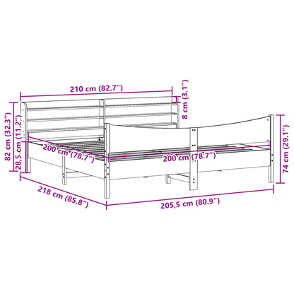 vidaXL Bed Frame with Headboard White 200x200 cm Solid Wood Pine