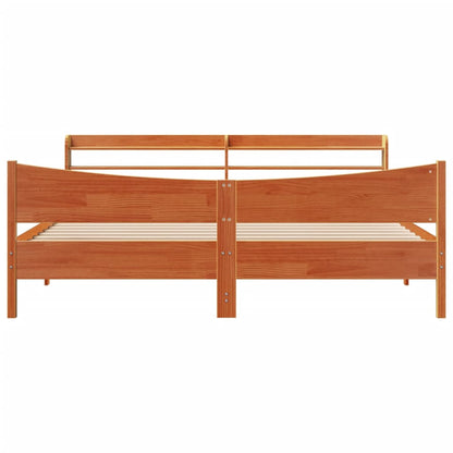 vidaXL Bed Frame with Headboard Wax Brown 200x200 cm Solid Wood Pine