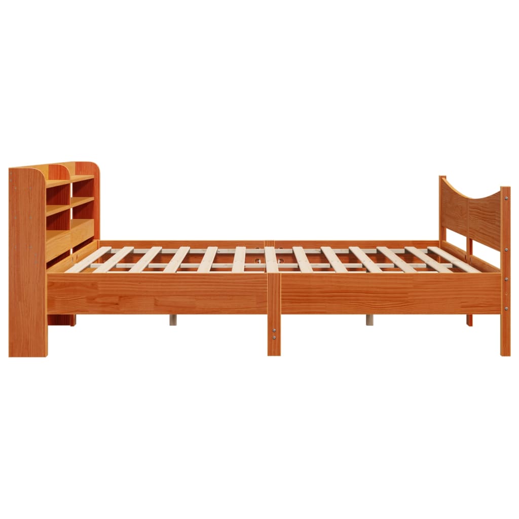 vidaXL Bed Frame with Headboard Wax Brown 200x200 cm Solid Wood Pine