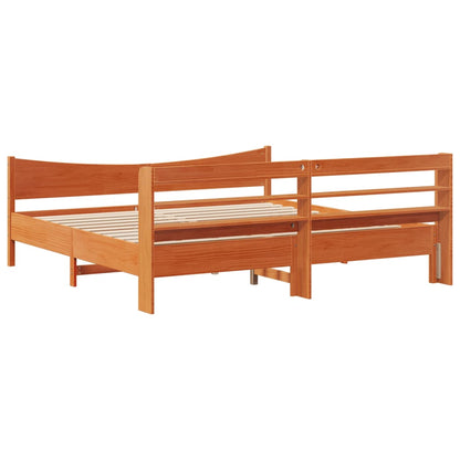 vidaXL Bed Frame with Headboard Wax Brown 200x200 cm Solid Wood Pine
