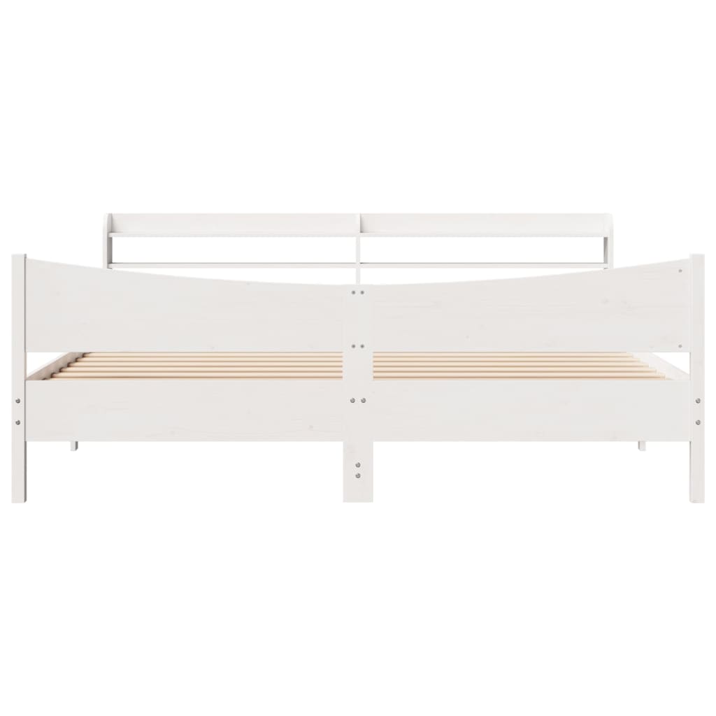 vidaXL Bed Frame with Headboard White 180x200 cm Super King Solid Wood Pine
