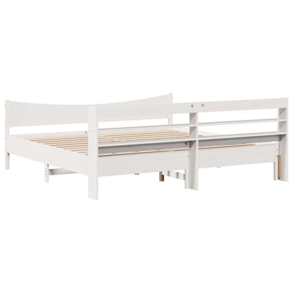 vidaXL Bed Frame with Headboard White 180x200 cm Super King Solid Wood Pine