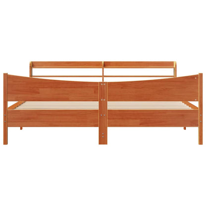 vidaXL Bed Frame with Headboard Wax Brown 180x200 cm Super King Solid Wood Pine