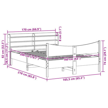 vidaXL Bed Frame with Headboard White 160x200 cm Solid Wood Pine