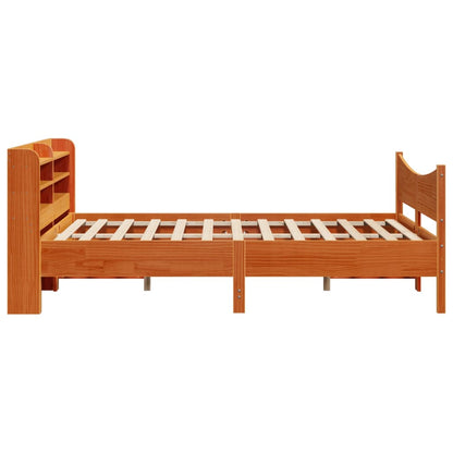 vidaXL Bed Frame with Headboard Wax Brown 160x200 cm Solid Wood Pine