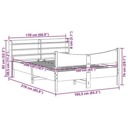 vidaXL Bed Frame with Headboard Wax Brown 160x200 cm Solid Wood Pine