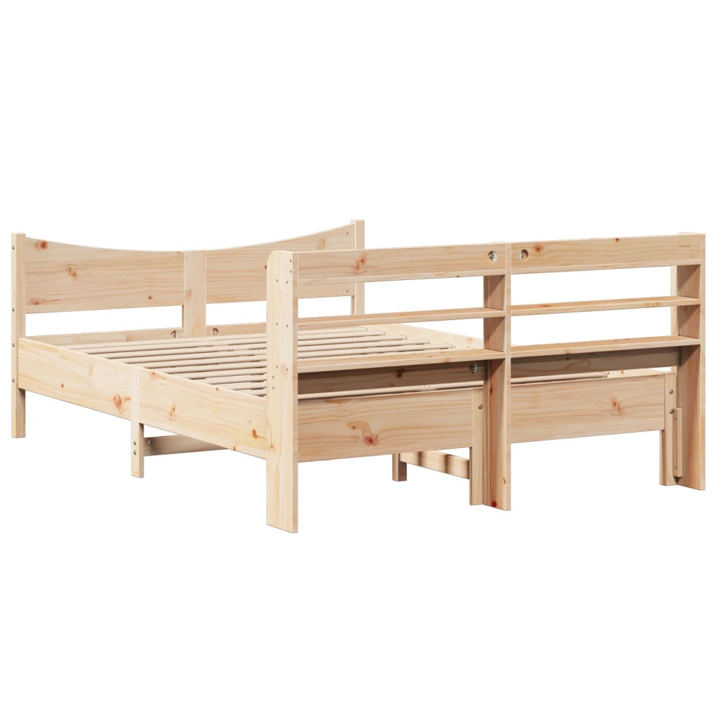 vidaXL Bed Frame with Headboard 150x200 cm King Size Solid Wood Pine