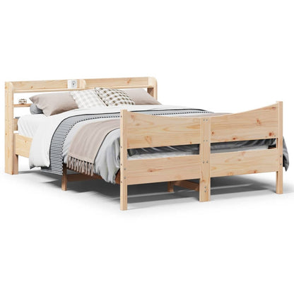 vidaXL Bed Frame with Headboard 150x200 cm King Size Solid Wood Pine