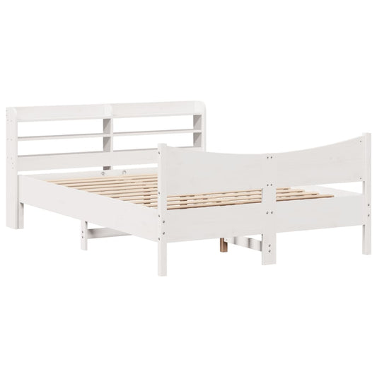 vidaXL Bed Frame with Headboard White 140x200 cm Solid Wood Pine