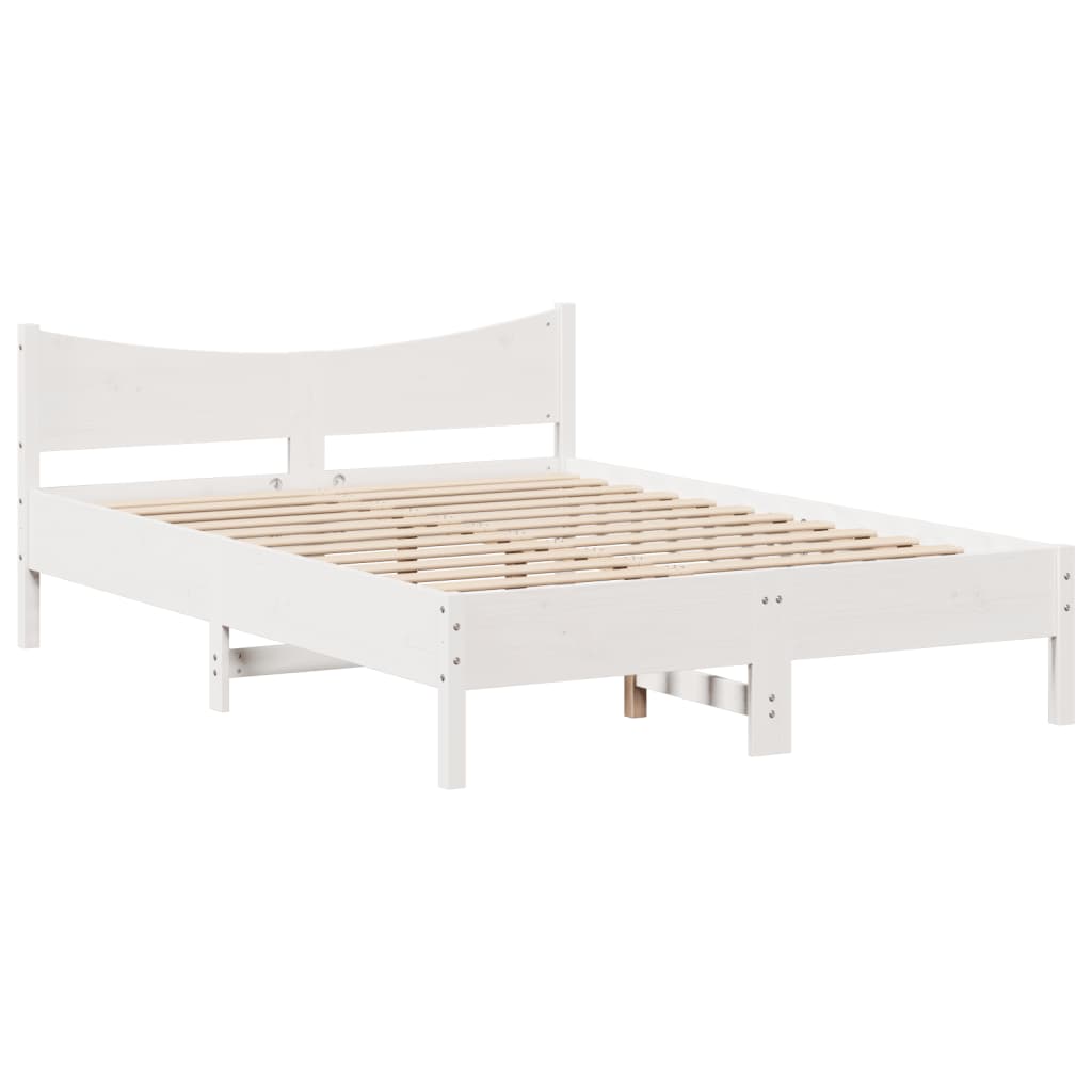 vidaXL Bed Frame with Headboard White 140x200 cm Solid Wood Pine
