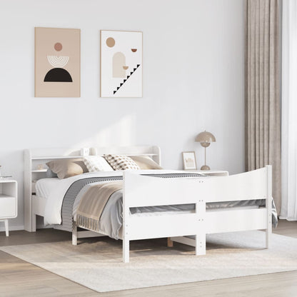 vidaXL Bed Frame with Headboard White 120x200 cm Solid Wood Pine