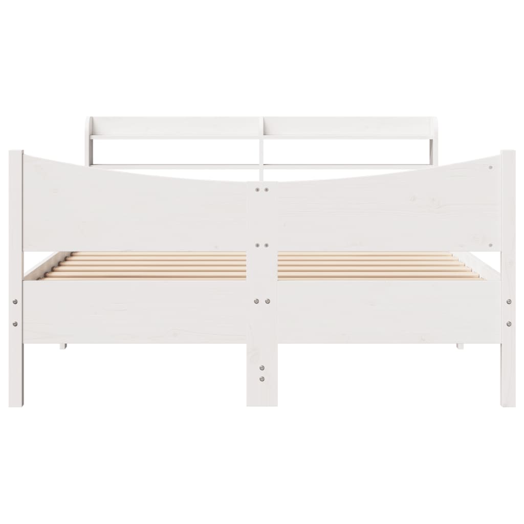 vidaXL Bed Frame with Headboard White 120x200 cm Solid Wood Pine