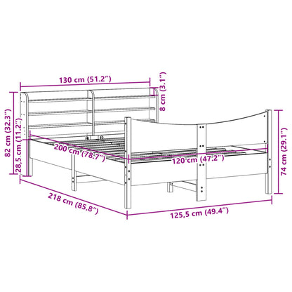 vidaXL Bed Frame with Headboard White 120x200 cm Solid Wood Pine